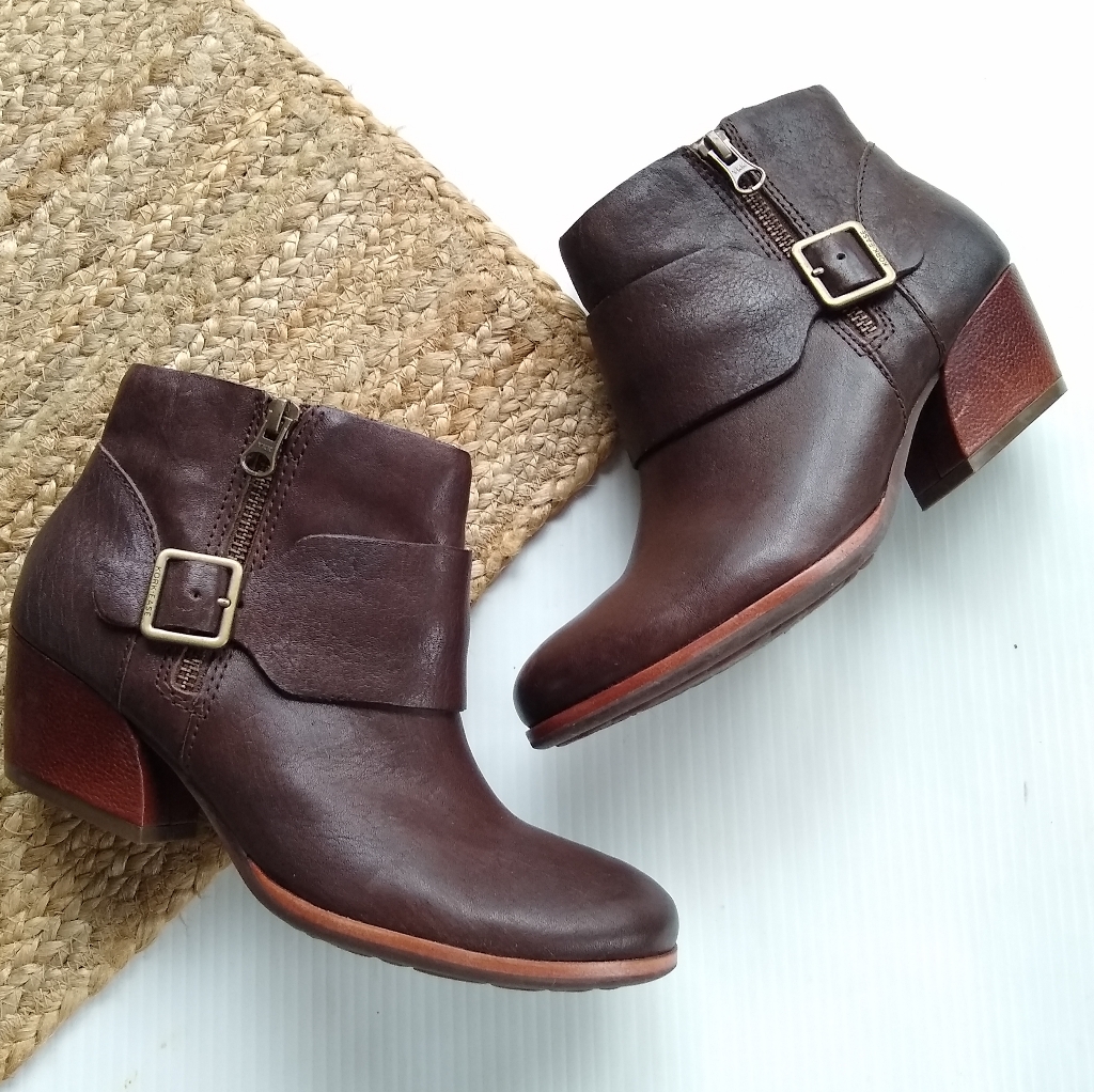 Kork Ease Issa Brown Leather Buckle Ankle Booties
